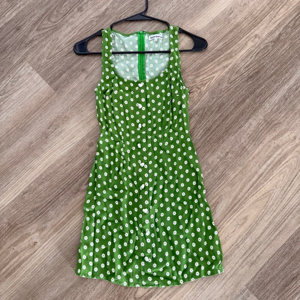 Reformation Lucian Dress Green Floral Mini Size 0 - Picture 2 of 7